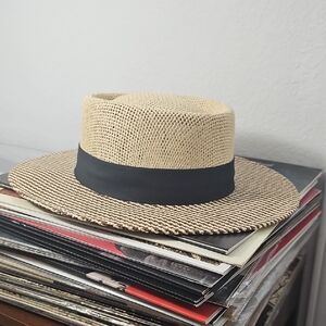 Men's Tan Straw Hat with Black Band